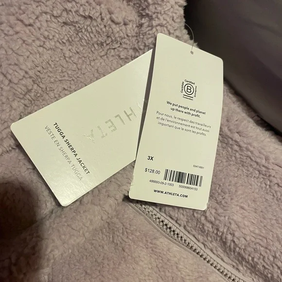 NWT Athleta Tugga Sherpa Jacket 3X 24W 26W Shasta Purple Zip Pockets Rib Trim - Picture 2 of 4